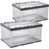 HANAMYA Folding & Stackable Storage Bin With Lid 80 Liter Clear/Gray (Set Of 2)