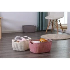 HANAMYA Storage Basket Organizer With Handle 9 Liter In Beige (Set Of 6) -Cymax Sales 2461580 2 L