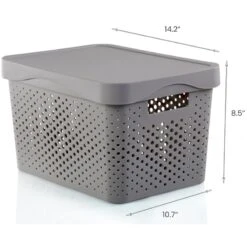 HANAMYA Lidded Storage Organizing Container 16 Liter In Gray (Set Of 4) 20 HANAMYA Lidded Storage Organizing Container 16 Liter In Gray (Set Of 4) -Cymax Sales 2461582 2 L