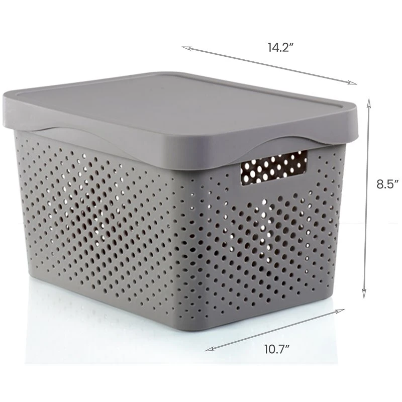 HANAMYA Lidded Storage Organizing Container 16 Liter In Gray (Set Of 4) 7 HANAMYA Lidded Storage Organizing Container 16 Liter In Gray (Set Of 4) - Image 7