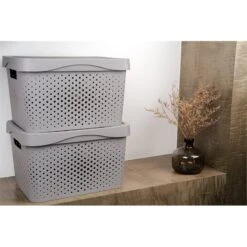 HANAMYA Lidded Storage Organizing Container 16 Liter In Gray (Set Of 4) 21 HANAMYA Lidded Storage Organizing Container 16 Liter In Gray (Set Of 4) -Cymax Sales 2461582 3 L