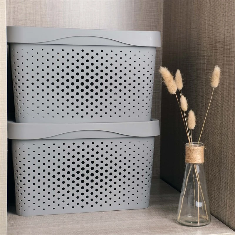 HANAMYA Lidded Storage Organizing Container 16 Liter In Gray (Set Of 4) 12 HANAMYA Lidded Storage Organizing Container 16 Liter In Gray (Set Of 4) - Image 12