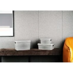 HANAMYA Lidded Storage Organizing Container 5 Liter In Gray (Set Of 6) -Cymax Sales 2461584 2 L