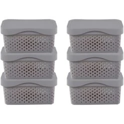 HANAMYA Lidded Storage Organizing Container 5 Liter In Gray (Set Of 6)