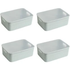 HANAMYA Lidded Storage Organizing Container 9 Liter In Off-White (Set Of 4) -Cymax Sales 2462822 1 L 1