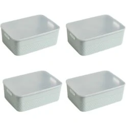 HANAMYA Lidded Storage Organizing Container 9 Liter In Mint (Set Of 4) -Cymax Sales 2462822 1 L