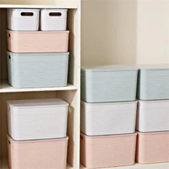 HANAMYA Lidded Storage Organizing Container 9 Liter In Mint (Set Of 4) -Cymax Sales 2462822 10 L