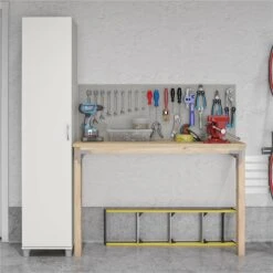 Pemberly Row Transitional 16" Utility Storage Cabinet In White -Cymax Sales 2468821 2 L