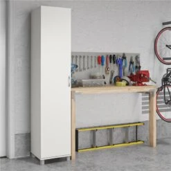 Pemberly Row Transitional 16" Utility Storage Cabinet In White -Cymax Sales 2468821 3 L