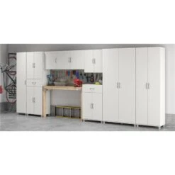 Pemberly Row Transitional 16" Utility Storage Cabinet In White -Cymax Sales 2468821 4 L