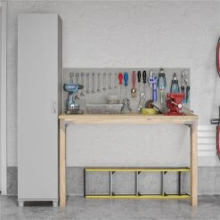 Pemberly Row Transitional 16" Utility Storage Cabinet In White -Cymax Sales 2468829 3 L