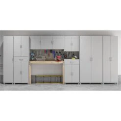 Pemberly Row Transitional 16" Utility Storage Cabinet In White -Cymax Sales 2468829 5 L
