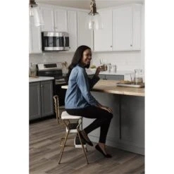 COSCO Stylaire Retro Chair + Step Stool With Flip-Up Seat In Gold And Cream 16 COSCO Stylaire Retro Chair + Step Stool With Flip-Up Seat In Gold And Cream -Cymax Sales 2474470 3 L