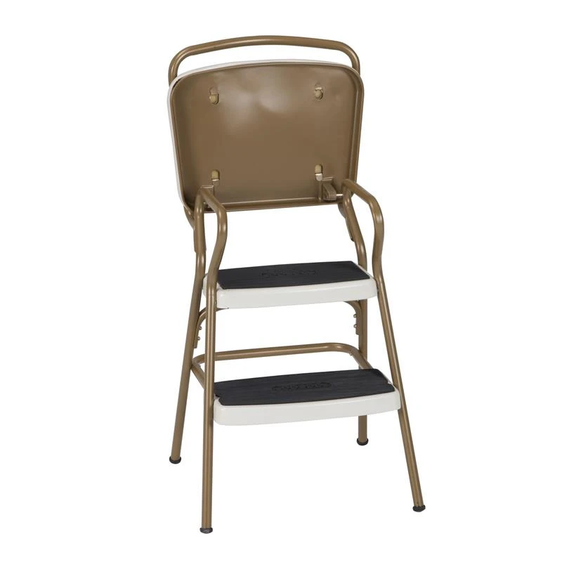 COSCO Stylaire Retro Chair + Step Stool With Flip-Up Seat In Gold And Cream 6 COSCO Stylaire Retro Chair + Step Stool With Flip-Up Seat In Gold And Cream - Image 6