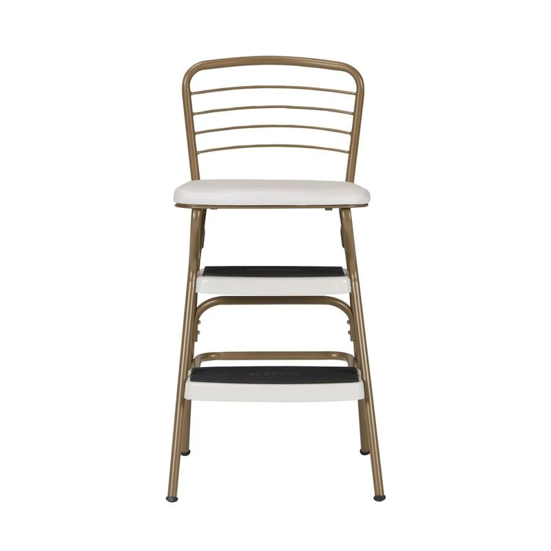 COSCO Stylaire Retro Chair + Step Stool With Flip-Up Seat In Gold And Cream 7 COSCO Stylaire Retro Chair + Step Stool With Flip-Up Seat In Gold And Cream - Image 7