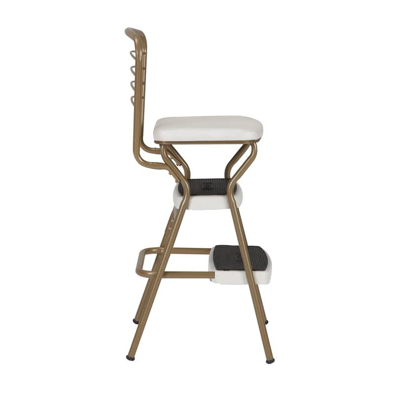 COSCO Stylaire Retro Chair + Step Stool With Flip-Up Seat In Gold And Cream 8 COSCO Stylaire Retro Chair + Step Stool With Flip-Up Seat In Gold And Cream - Image 8