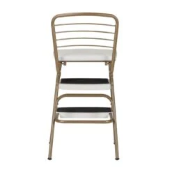 COSCO Stylaire Retro Chair + Step Stool With Flip-Up Seat In Gold And Cream 21 COSCO Stylaire Retro Chair + Step Stool With Flip-Up Seat In Gold And Cream -Cymax Sales 2474470 8 L