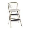 COSCO Stylaire Retro Chair + Step Stool With Flip-Up Seat In Gold And Cream