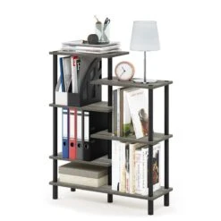Furinno Turn-N-Tube Engineered Wood 6-Tier Accent Display Rack In Oak Gray -Cymax Sales 2476344 3 L
