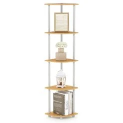 Furinno Turn-N-Tube Wood 5 Tier Corner Display Rack In Beech/Natural -Cymax Sales 2477832 3 L