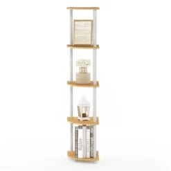 Furinno Turn-N-Tube Wood 5 Tier Corner Display Rack In Beech/Natural -Cymax Sales 2477832 4 L