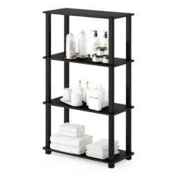 Furinno Turn-S-Tube Wood 4-Tier Shelf Display Rack In Americano Black -Cymax Sales 2477928 2 L