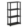 Furinno Turn-S-Tube Wood 4-Tier Shelf Display Rack In Americano Black