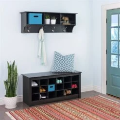 Prepac 18 Cubby Shoe Storage Bench In Drifted Gray -Cymax Sales 248247 2 L