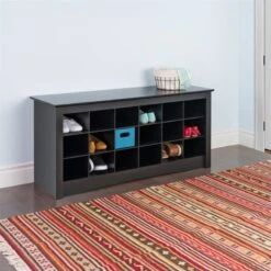 Prepac 18 Cubby Shoe Storage Bench In Black -Cymax Sales 248247 3 L 1