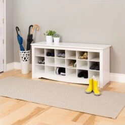 Prepac 18 Cubby Shoe Storage Bench In Drifted Gray -Cymax Sales 248248 3 L