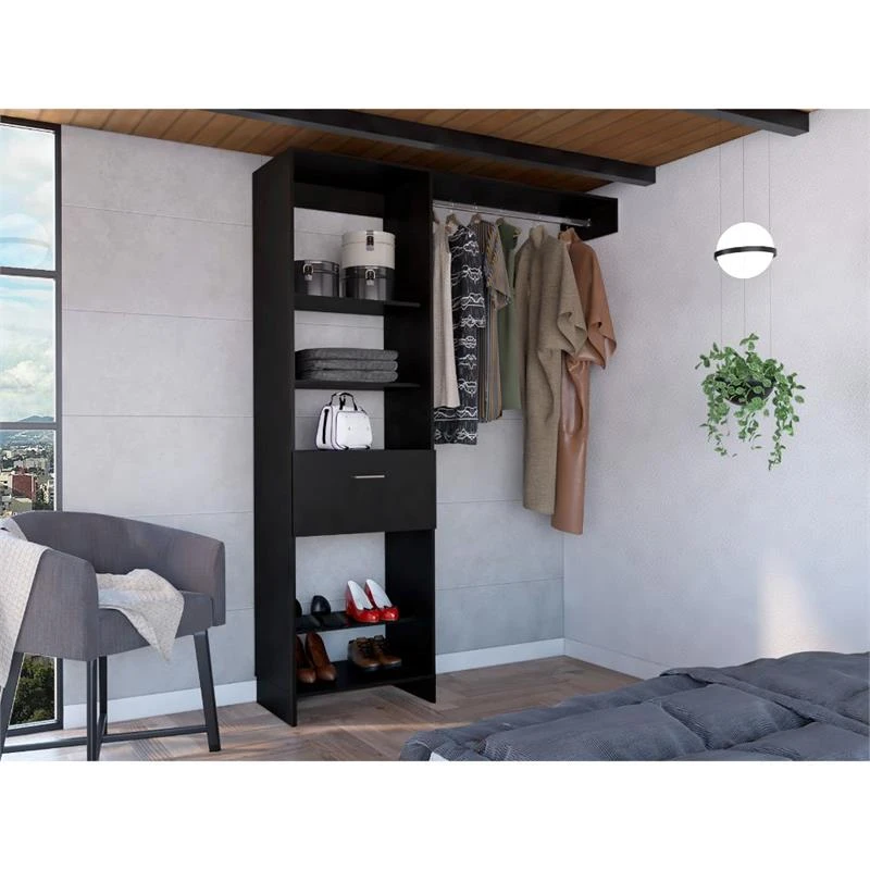 TUHOME Manchester 150 Closet System Engineered Wood Closet Systems In Black 2 TUHOME Manchester 150 Closet System Engineered Wood Closet Systems In Black - Image 2