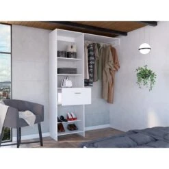 TUHOME Manchester 150 Closet System Engineered Wood Closet Systems In White -Cymax Sales 2501823 2 L 1