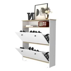 FM FURNITURE Brandford 2-Shelf Engineered Wood Shoe Rack In Dark Brown 25 FM FURNITURE Brandford 2-Shelf Engineered Wood Shoe Rack In Dark Brown -Cymax Sales 2503142 4 L