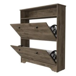 FM FURNITURE Brandford 2-Shelf Engineered Wood Shoe Rack In Light Oak/White -Cymax Sales 2503143 1 L 1