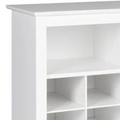 Trent Home Engineered Wood 36 Cubby Versatile Wooden Shoe Cubby Console In White -Cymax Sales 2504475 5 L