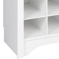 Trent Home Engineered Wood 36 Cubby Versatile Wooden Shoe Cubby Console In White -Cymax Sales 2504475 7 L
