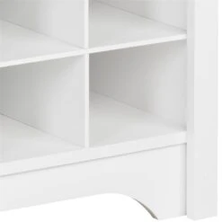 Trent Home Engineered Wood 36 Cubby Versatile Wooden Shoe Cubby Console In White -Cymax Sales 2504475 8 L