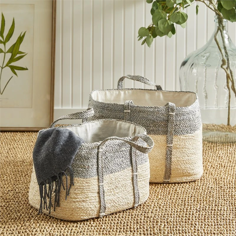 Napa Home & Garden Quinn Corn Husk Round Laundry Basket Natural/Gray (Set Of 2) 11 Napa Home & Garden Quinn Corn Husk Round Laundry Basket Natural/Gray (Set Of 2) - Image 11