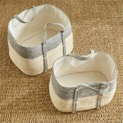 Napa Home & Garden Quinn Corn Husk Round Laundry Basket Natural/Gray (Set Of 2) 28 Napa Home & Garden Quinn Corn Husk Round Laundry Basket Natural/Gray (Set Of 2) -Cymax Sales 2509246 11 L
