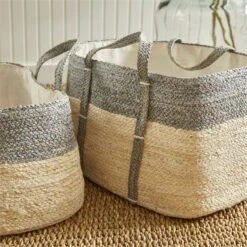 Napa Home & Garden Quinn Corn Husk Round Laundry Basket Natural/Gray (Set Of 2) 30 Napa Home & Garden Quinn Corn Husk Round Laundry Basket Natural/Gray (Set Of 2) -Cymax Sales 2509246 13 L