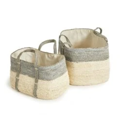 Napa Home & Garden Quinn Corn Husk Laundry Basket In Natural/Gray (Set Of 2) -Cymax Sales 2509246 14 L 1