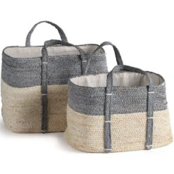 Napa Home & Garden Quinn Corn Husk Round Laundry Basket Natural/Gray (Set Of 2) 26 Napa Home & Garden Quinn Corn Husk Round Laundry Basket Natural/Gray (Set Of 2) -Cymax Sales 2509246 L