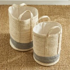 Napa Home & Garden Quinn Corn Husk Laundry Basket In Natural/Gray (Set Of 2) -Cymax Sales 2509311 11 L 1