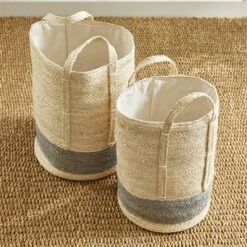 Napa Home & Garden Quinn Corn Husk Round Laundry Basket Natural/Gray (Set Of 2) 19 Napa Home & Garden Quinn Corn Husk Round Laundry Basket Natural/Gray (Set Of 2) -Cymax Sales 2509311 11 L