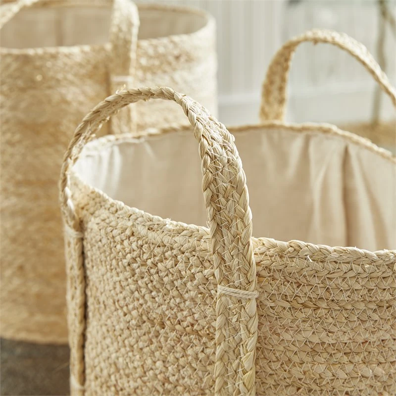Napa Home & Garden Quinn Corn Husk Round Laundry Basket Natural/Gray (Set Of 2) 4 Napa Home & Garden Quinn Corn Husk Round Laundry Basket Natural/Gray (Set Of 2) - Image 4