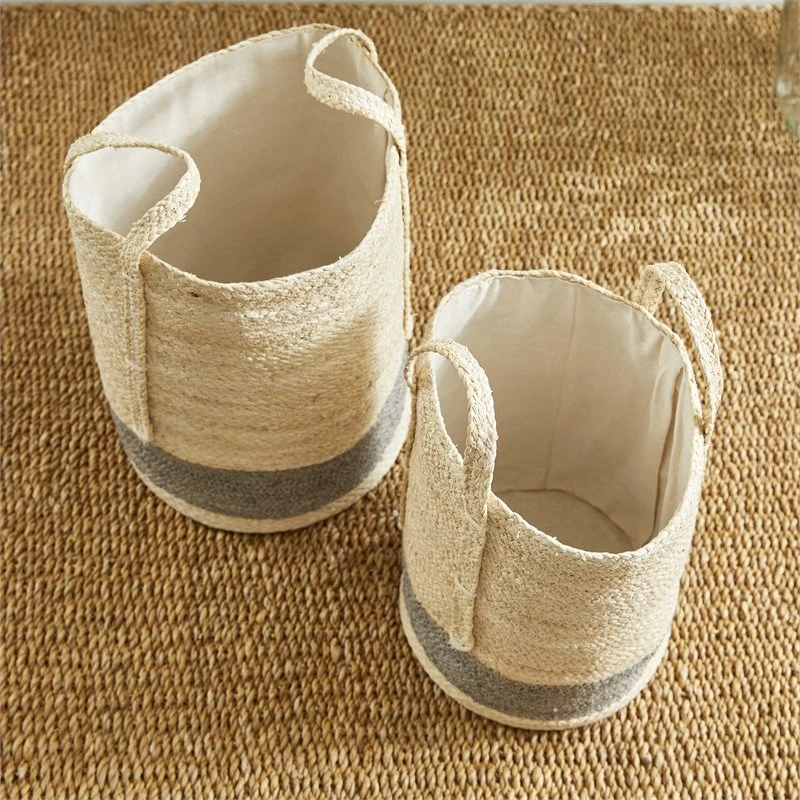 Napa Home & Garden Quinn Corn Husk Round Laundry Basket Natural/Gray (Set Of 2) 5 Napa Home & Garden Quinn Corn Husk Round Laundry Basket Natural/Gray (Set Of 2) - Image 5