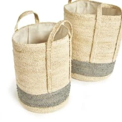 Napa Home & Garden Quinn Corn Husk Round Laundry Basket Natural/Gray (Set Of 2) 24 Napa Home & Garden Quinn Corn Husk Round Laundry Basket Natural/Gray (Set Of 2) -Cymax Sales 2509311 16 L