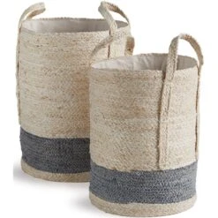Napa Home & Garden Quinn Corn Husk Laundry Basket In Natural/Gray (Set Of 2)