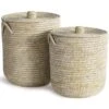 Napa Home & Garden Rivergrass Laundry Hamper Basket With Lids - White (Set Of 2)
