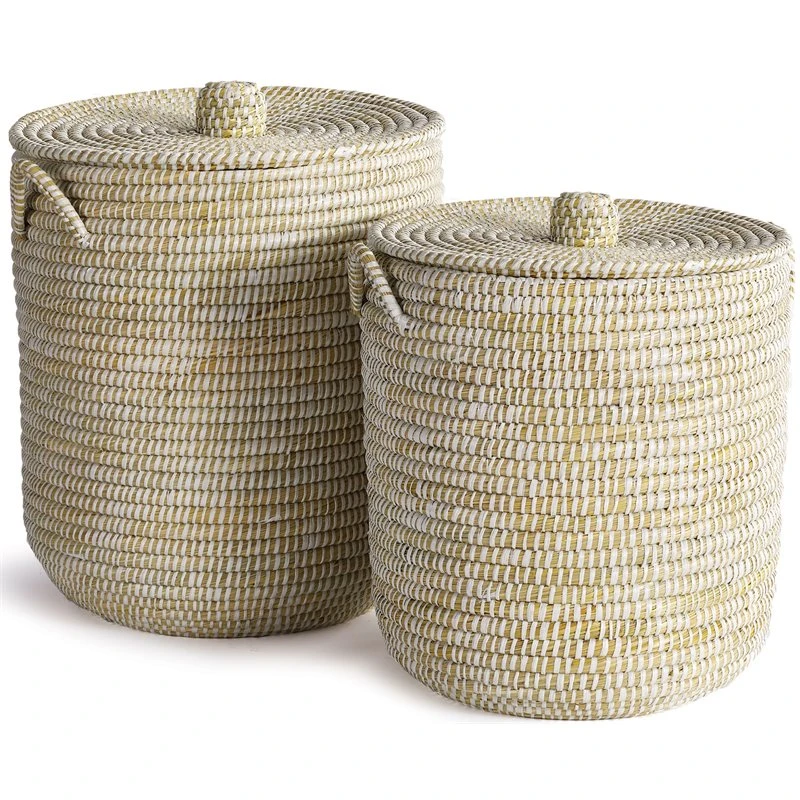 Napa Home & Garden Rivergrass Laundry Hamper Basket With Lids - White (Set Of 2) 1 Napa Home & Garden Rivergrass Laundry Hamper Basket With Lids - White (Set Of 2)